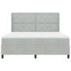 vidaXL Lit &agrave; ressorts avec matelas Gris clair 180 x 200 cm Velours