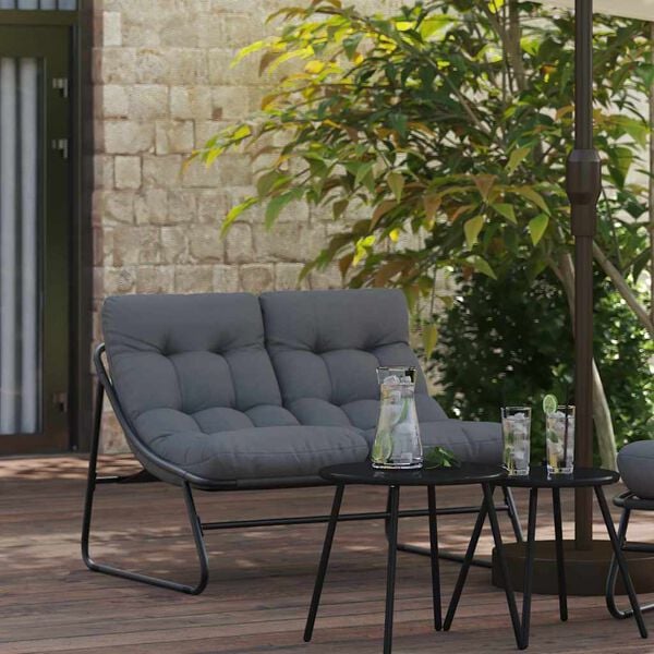 vidaXL Mobilier de jardin Noir 110 x 81 x 71 cm Acier enduit de poudre