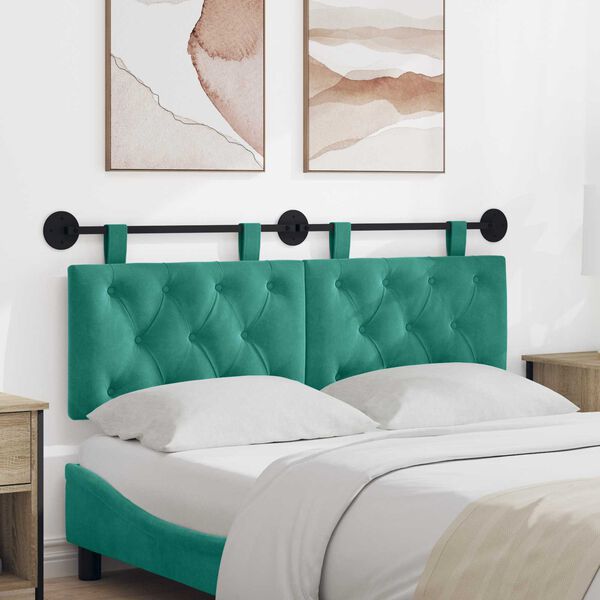 vidaXL T&ecirc;te de lit suspendue Turquoise 150 x 55 x 7 cm Velours