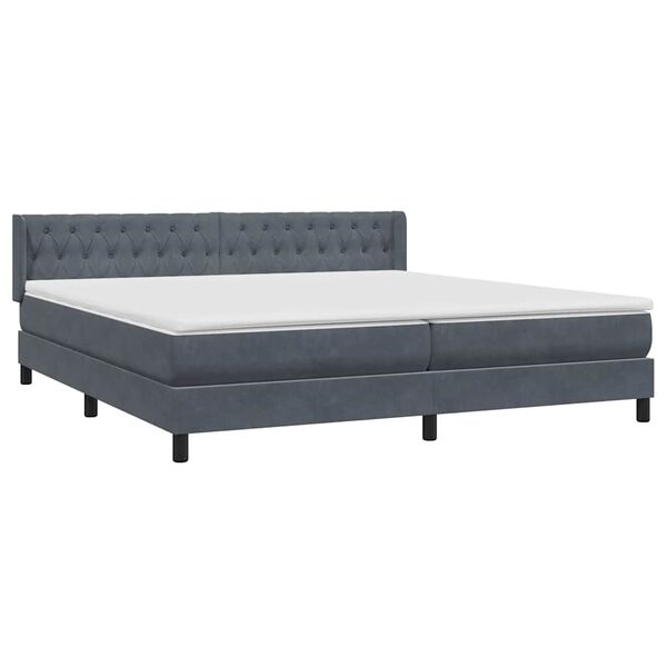 vidaXL Sommier &agrave; lattes de lit et matelas gris fonc&eacute; 180x210cm velours