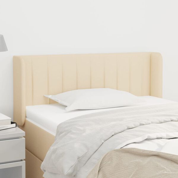vidaXL T&ecirc;te de lit avec oreilles Cr&egrave;me 83x16x78/88 cm Tissu