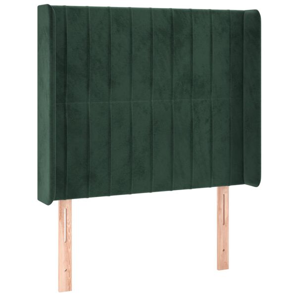 vidaXL T&ecirc;te de lit &agrave; LED Vert fonc&eacute; 83x16x118/128 cm Velours