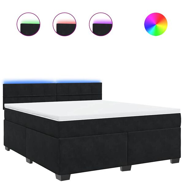 vidaXL Sommier &agrave; lattes de lit avec matelas Noir 180x200 cm Velours
