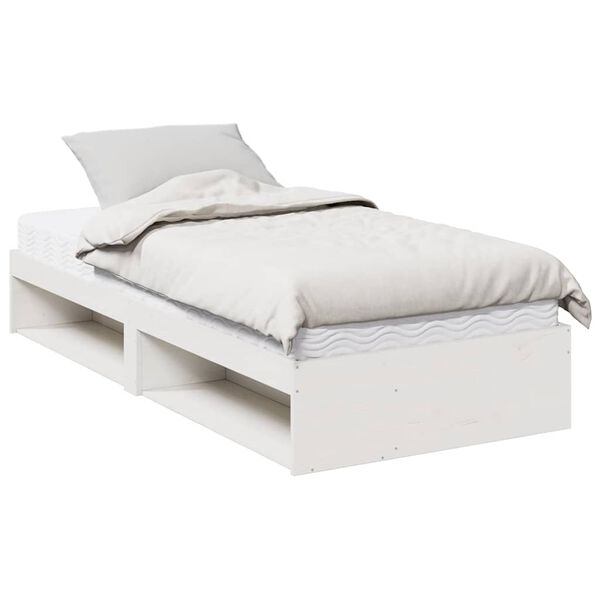 vidaXL Lit de jour avec matelas blanc 100x200 cm bois de pin massif