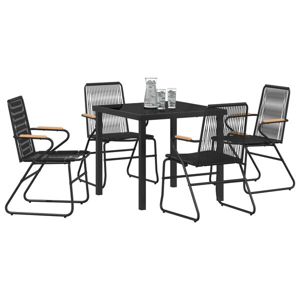vidaXL Ensemble de salle à manger pour jardin 5 pcs Noir