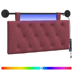 vidaXL T&ecirc;te de lit suspendue Avec lumi&egrave;re LED Bordeaux Tissu