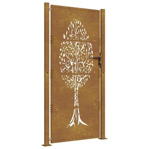 vidaXL Portail de jardin 100x175 cm en acier Corten avec motif arbre