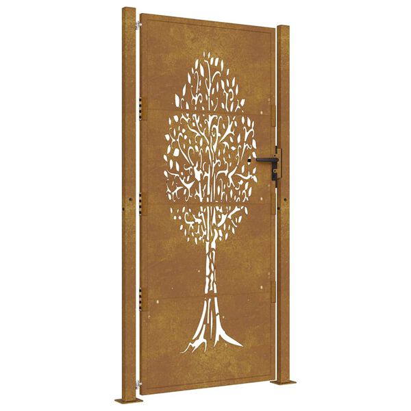 vidaXL Portail de jardin 100x175 cm en acier Corten avec motif arbre