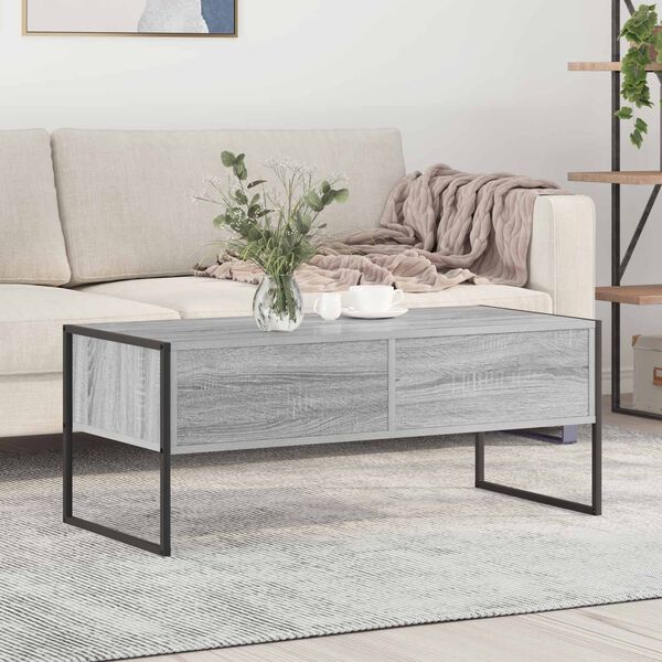 vidaXL Table basse Gris Sonoma 100 x 46 x 40 cm Bois d'ing&eacute;nierie