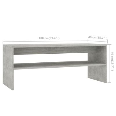 vidaXL Table basse Gris béton 100x40x40 cm Bois d’ingénierie