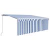 vidaXL Auvent manuel r&eacute;tractable avec store et LED 4,5x3 m Bleu blanc