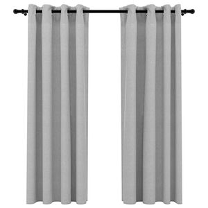 vidaXL Rideaux occultants Aspect lin avec &oelig;illets 2 pcs Gris 140x175cm
