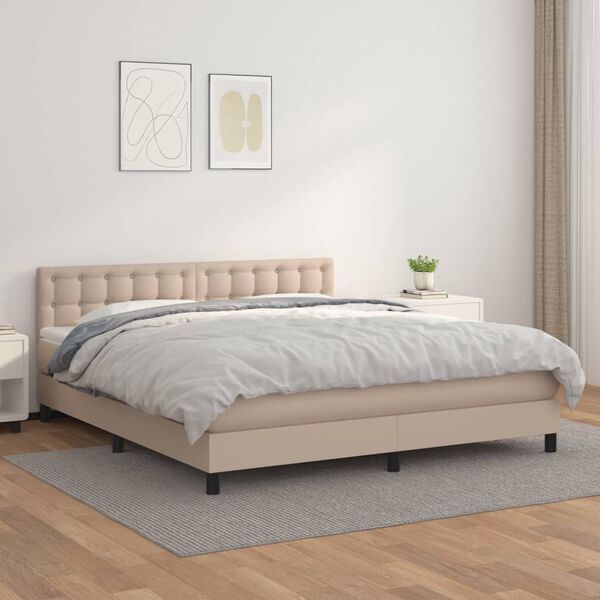 vidaXL Sommier &agrave; lattes de lit avec matelas Cappuccino 180x200 cm