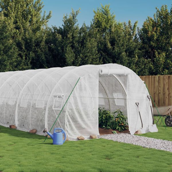 vidaXL Serre avec cadre en acier blanc 54 m&sup2; 18x3x2 m