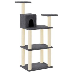 vidaXL Arbre &agrave; chat avec griffoirs en sisal gris fonc&eacute; 118,5 cm