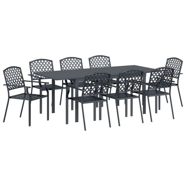 vidaXL Ensemble de salle &agrave; manger pour jardin 9 pcs Anthracite Acier