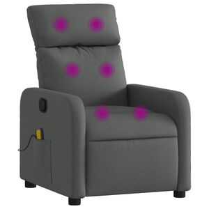 vidaXL Fauteuil inclinable de massage en tissu gris fonc&eacute;