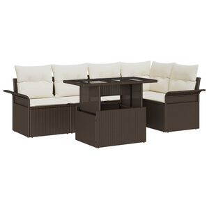 vidaXL Ensemble de canap&eacute; de jardin 6 pcs Marron Poly rotin