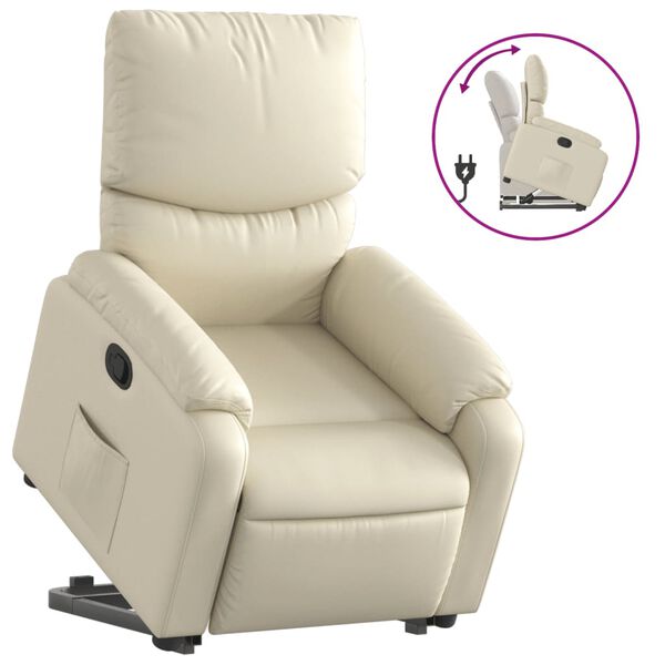 vidaXL Fauteuil inclinable Cr&egrave;me Similicuir