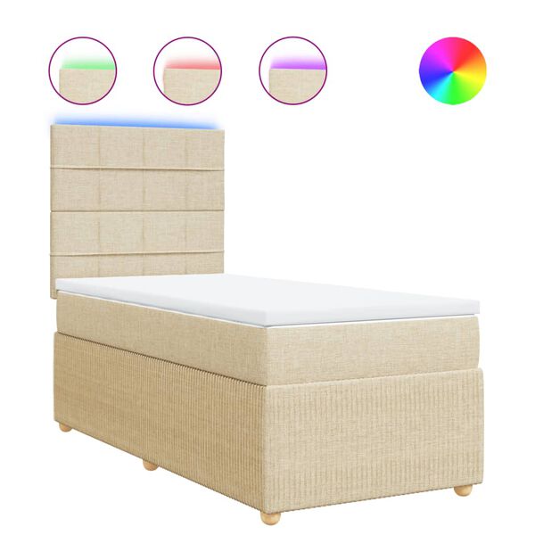 vidaXL Sommier &agrave; lattes de lit avec matelas Cr&egrave;me 80x200 cm Tissu