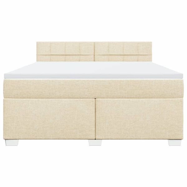 vidaXL Sommier &agrave; lattes de lit avec matelas Cr&egrave;me 180x200 cm Tissu