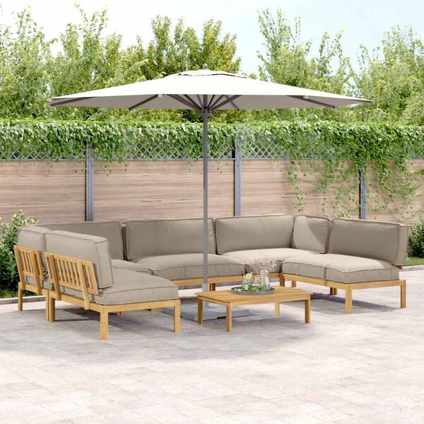 vidaXL Ensemble de Canap&eacute;s Uni 6 pcs Taupe Bois d'Acacia Massif