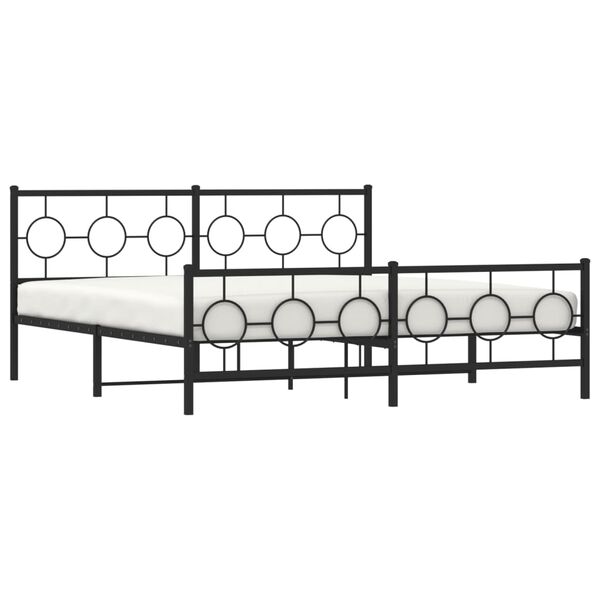 vidaXL Cadre de lit métal sans matelas avec pied de lit noir 183x213cm