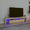 vidaXL Meuble TV avec lumi&egrave;res LED Ch&ecirc;ne sonoma 200x36,5x40 cm