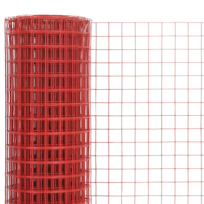 vidaXL Grillage Acier avec revêtement en PVC 10x1,5 m Rouge