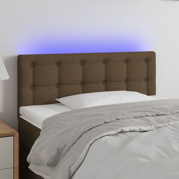 vidaXL T&ecirc;te de lit &agrave; LED Marron Fonc&eacute; 80x5x78/88 cm Tissu