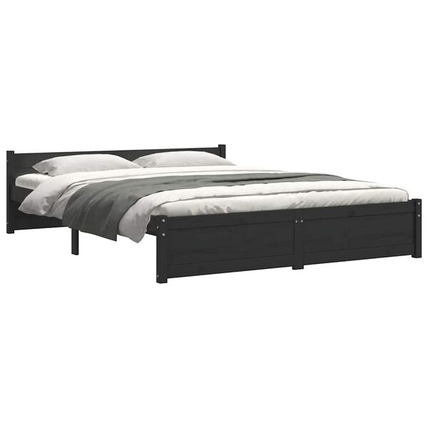 vidaXL Cadre de lit sans matelas noir bois massif 150x200 cm