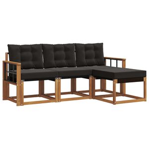 vidaXL Ensemble de canap&eacute;s d'ext&eacute;rieur 4 pcs Naturel et Noir