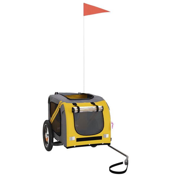 vidaXL Remorque de vélo pour animaux de compagnie jaune et gris