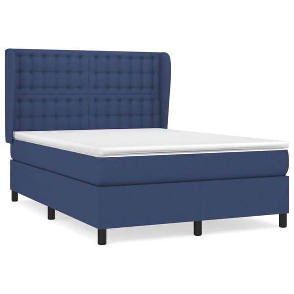 vidaXL Sommier &agrave; lattes de lit avec matelas Bleu 140x190 cm Tissu