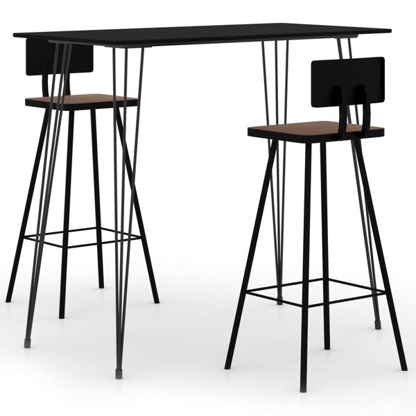 vidaXL Ensemble de bar 3 pcs Noir