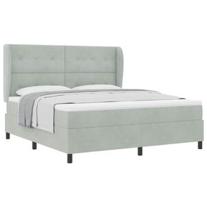 vidaXL Lit &agrave; ressorts avec matelas Gris clair 200 x 180 cm Polyester