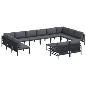vidaXL Ensemble de canap&eacute; de jardin 13 pc Noir Acier