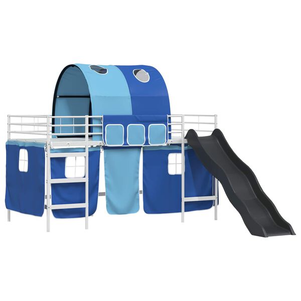 vidaXL Lit mezzanine pour enfants Blanc et Bleu 79,5 x 200 cm M&eacute;tал