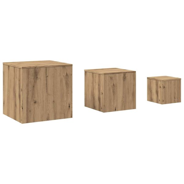 vidaXL Tables d'appoint 3 pcs ch&ecirc;ne artisanal bois d'ing&eacute;nierie