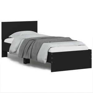 vidaXL Cadre de lit sans matelas avec t&ecirc;te de lit noir 75x190 cm