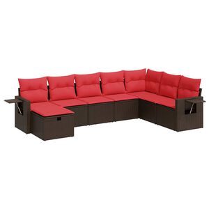 vidaXL Salon de jardin 8 pcs avec coussins marron r&eacute;sine tress&eacute;e