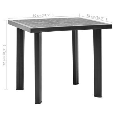 vidaXL Table de jardin Anthracite 80x75x72 cm Plastique