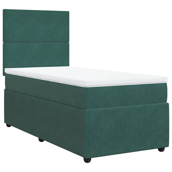 vidaXL Sommier &agrave; lattes de lit et matelas Vert fonc&eacute; 80x200 cm Velours