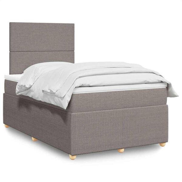 vidaXL Sommier &agrave; lattes de lit avec matelas taupe 120x190 cm tissu