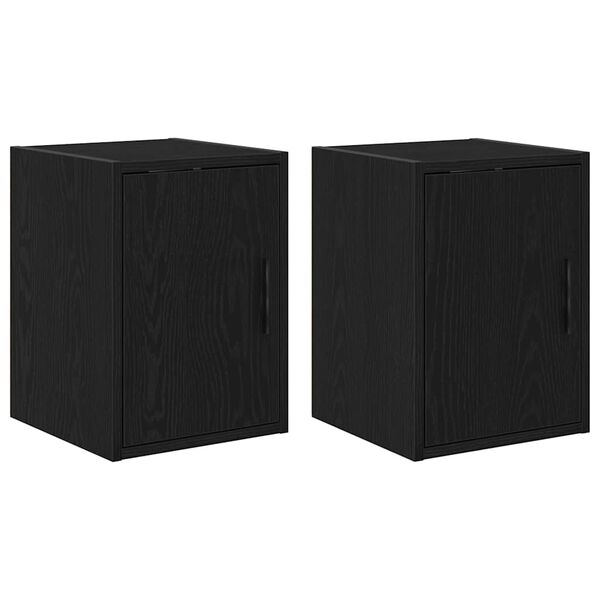 vidaXL Armoires murales de garage 2 pcs noir bois d'ing&eacute;nierie