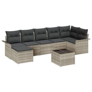 vidaXL Ensemble de canap&eacute; de jardin 8 pc Gris clair polyrotin