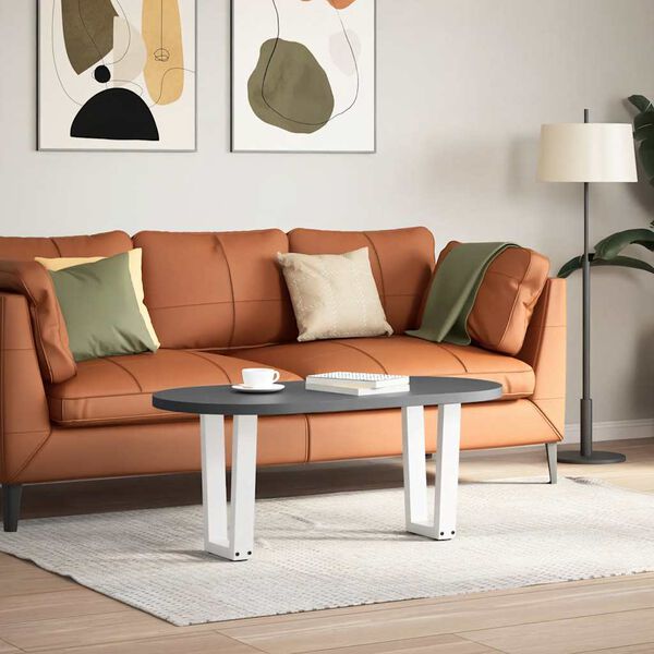 vidaXL Pieds de table basse en forme de V, 2 pi&egrave;ces, blanc, 38 x (42-43,3) cm, acier