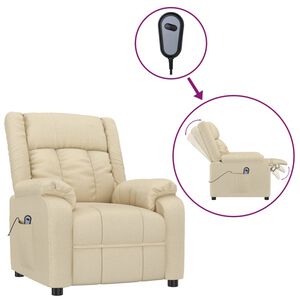vidaXL Fauteuil inclinable &eacute;lectrique Cr&egrave;me Tissu