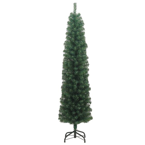 vidaXL Sapin de Noël artificiel mince avec support vert 180 cm PVC