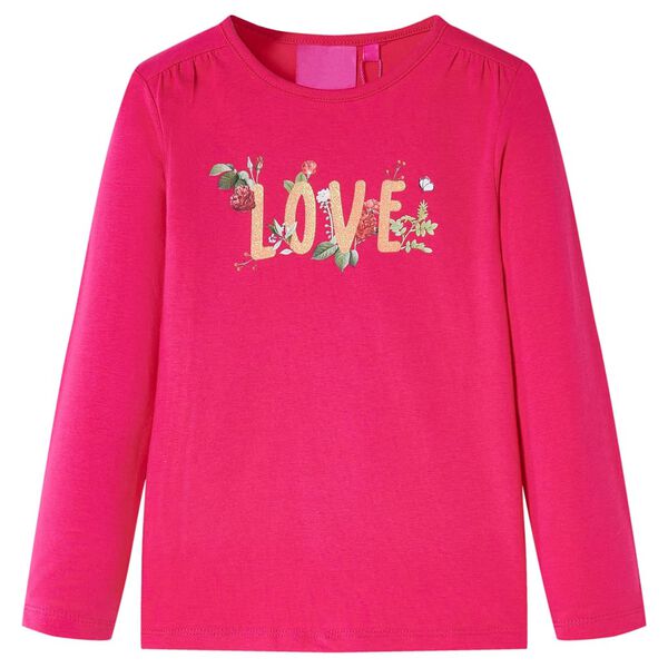 T-shirt enfants &agrave; manches longues rose vif 128